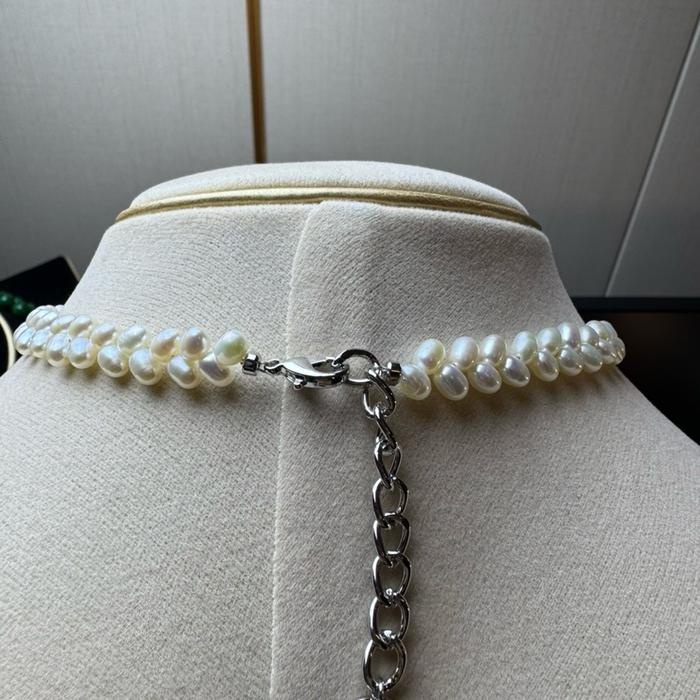 Crysjade Kalung Mutiara Rice Shape White Edition Asli Air Tawar dari Zhuji Zhejiang China dengan Luster Elegan dan Bentuk Oval Memanjang untuk Berbagai Kesempatan - Gambar 8