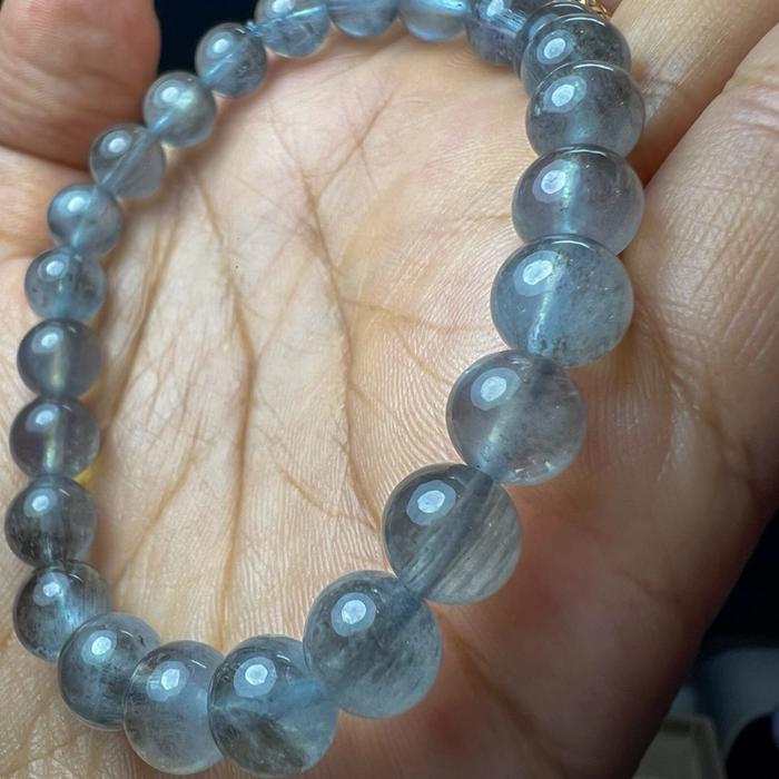 Ghost blue flash Gelang Aquamarine – Bead Size 7.5mm (Lingkar Pergelangan 16cm)
