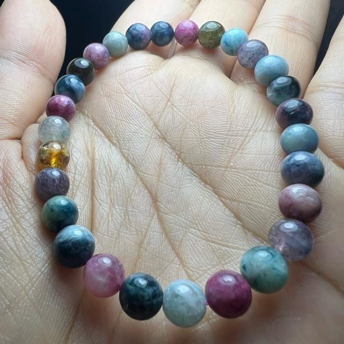 Colorful Tourmaline Bracelet — 6.7 mm | Wrist 16 cm - Gambar 4