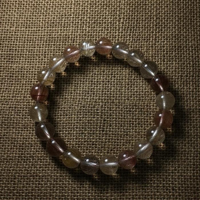 Crysjade Gelang Rutile Quartz Berwarna Warni Natural Rutile Quartz Top Quality Ukuran Bead 9.3mm Pergelangan Tangan 17cm HealingStone GoldenRutile RedRutile - Gambar 3