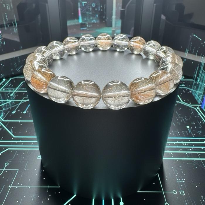 Crysjade Gelang Smoky Colorful Rutile Top Quality Clarity Quartz Kualitas Premium Transparansi Tinggi Serat Rutile Berwarna Unik untuk Koleksi Premium
