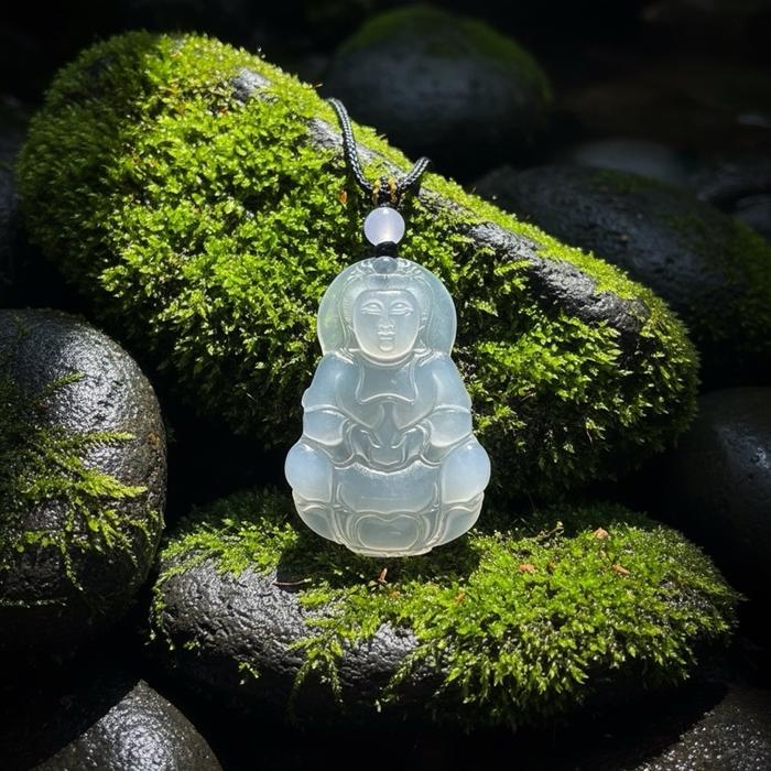 Kalung dengan Liontin Dewi Kwan Yin – Batu Agate (Aget) Natural