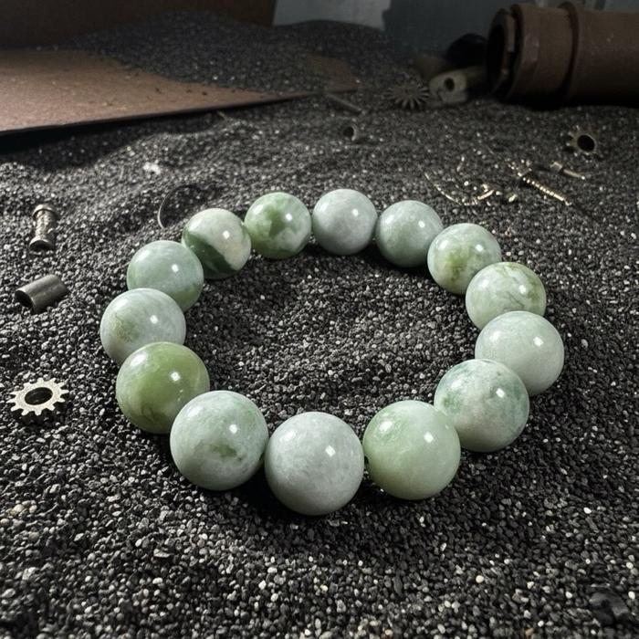 Crysjade Gelang Serpentine Jade Bold Natural Elegance Bead 15,8 mm Warna Hijau Alami Mewah & Standout untuk Daily Wear dan Koleksi Premium