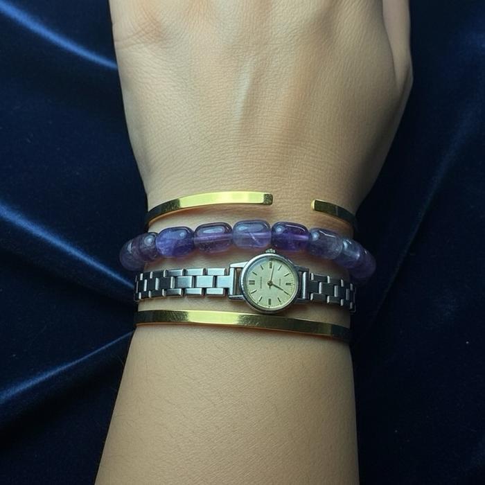 Crysjade Gelang Fluorite Natural Bead Size 8mm Lingkar 16cm Stone of Clarity Elegan & Energis Positif