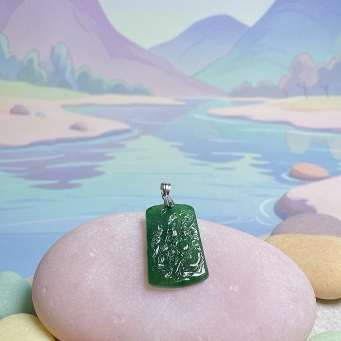 Liontin Imperial Jadeite – Classic Luxury Green Liontin giok dengan warna Imperial yang dikenal sebagai salah satu warna paling bernilai dalam dunia jadeite. - Gambar 7