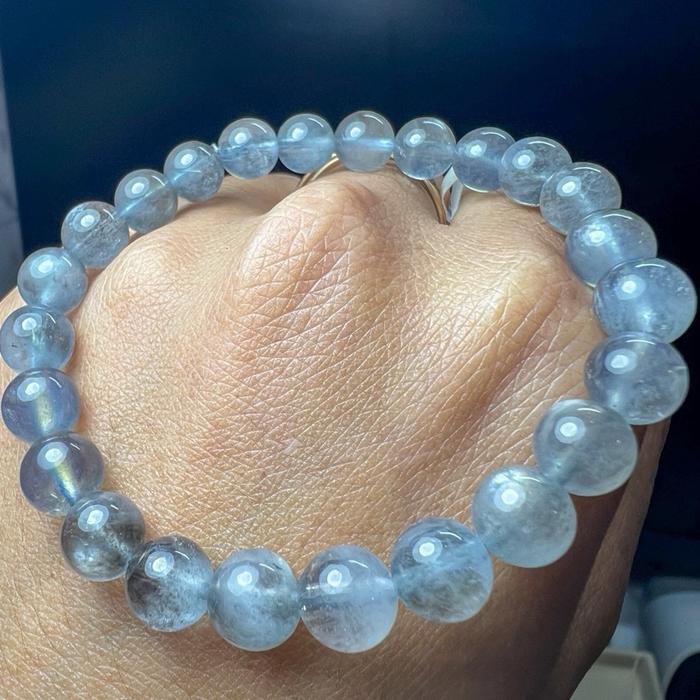 Ghost blue flash Gelang Aquamarine – Bead Size 7.5mm (Lingkar Pergelangan 16cm) - Gambar 2