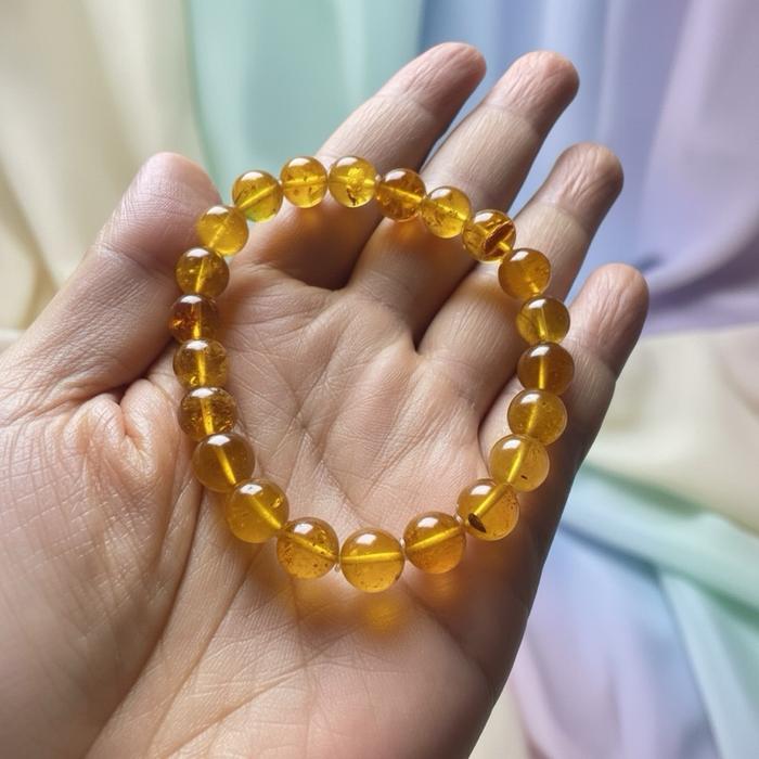 Gelang Amber Burma Natural – Bead 8.6 mm | Wrist 17 cm - Gambar 4