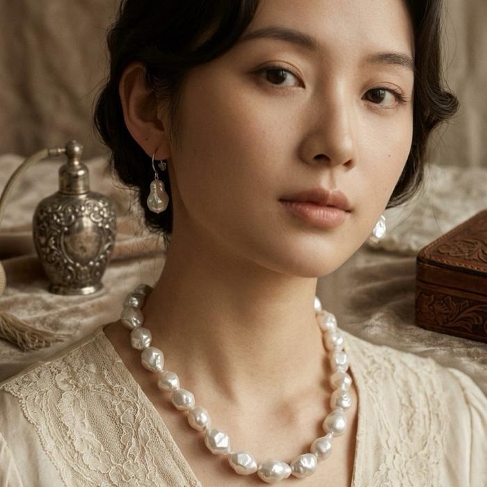 Batch 2 – Set Mutiara Asli Diamond Shape Baroque Premium Collection - Gambar 6