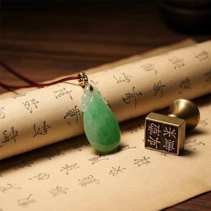 Liontin Tear Drop Green Apple + Gold 18K – Cantik & Langka ( 18.6mm ) - Gambar 6