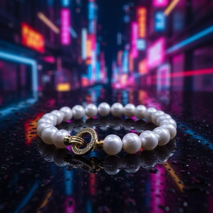 Crysjade Gelang Mutiara Asli Freshwater Perfect Round 10.8mm dengan Clasp Gold Zircon Koleksi Pilihan dari Zhuji untuk Tampilan Mewah dan Elegan - Gambar 5