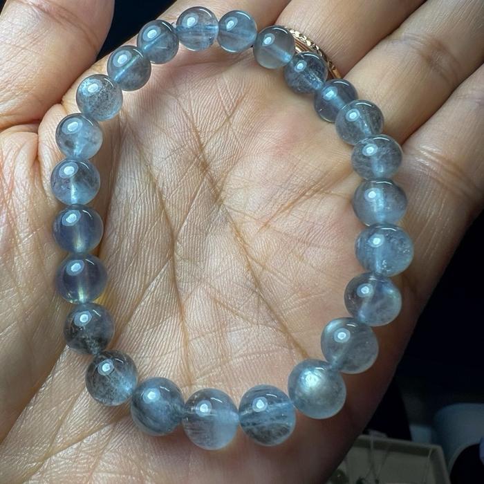 Ghost blue flash Gelang Aquamarine – Bead Size 7.5mm (Lingkar Pergelangan 16cm) - Gambar 3