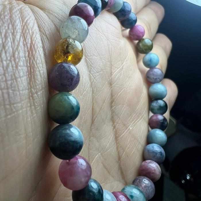 Colorful Tourmaline Bracelet — 6.7 mm | Wrist 16 cm - Gambar 3