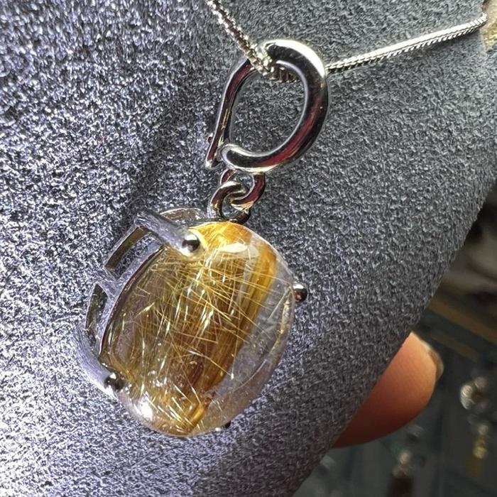Liontin Ovale Golden Rutile Quartz – Silver 925 - Gambar 5