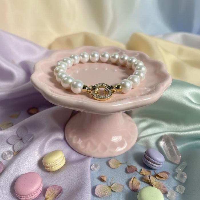 Crysjade Gelang Mutiara Asli Freshwater Perfect Round 10.8mm dengan Clasp Gold Zircon Koleksi Pilihan dari Zhuji untuk Tampilan Mewah dan Elegan - Gambar 7