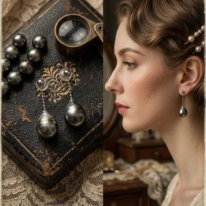 Crysjade Anting Tahitian Pearl Drop Earrings – Barang Langka dari Laut Dalam dengan Kilau Misterius dan Bentuk Teardrop Elegan untuk Gaya Mewah - Gambar 2