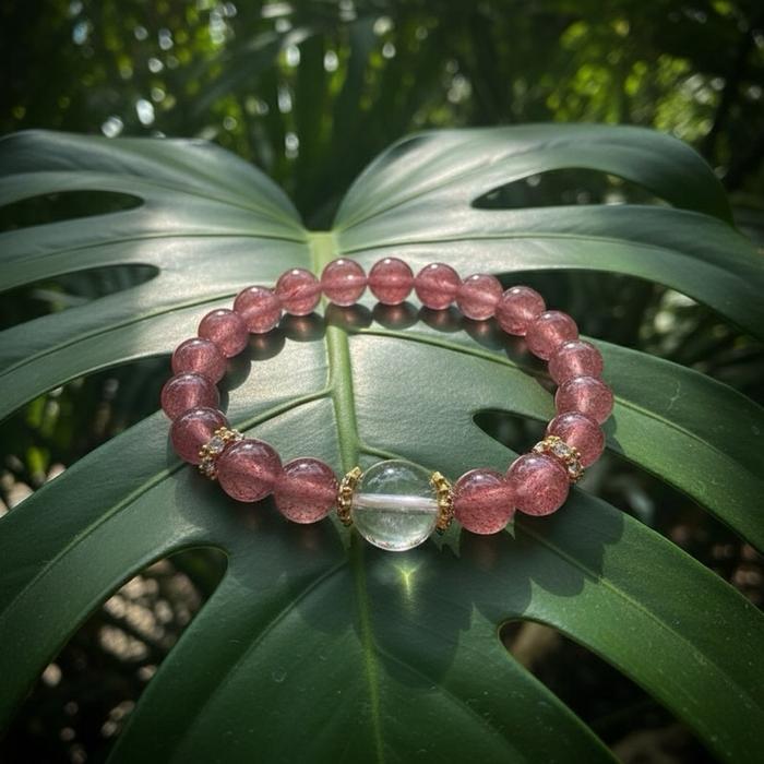 Gelang Strawberry Quartz – Cinta, Kelembutan & Energi Feminin