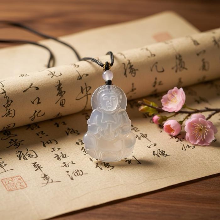 Kalung dengan Liontin Dewi Kwan Yin – Batu Agate (Aget) Natural - Gambar 2