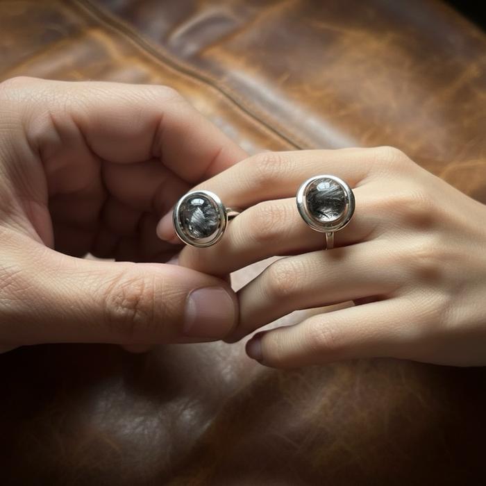 Natural kristal Brookite cincin di ikat silver 925 dan adjustable - Gambar 3