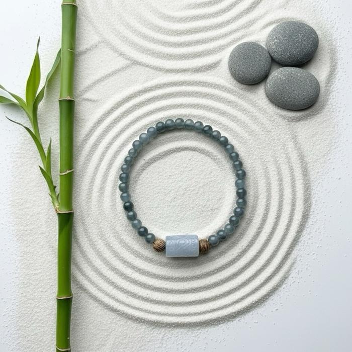 Gelang Giok Burma Icy Elegance – Dengan Barrel Spacer yg Indah - Gambar 4