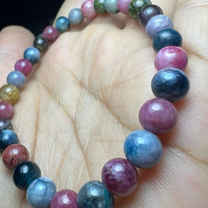 Colorful Tourmaline Bracelet — 6.7 mm | Wrist 16 cm - Gambar 5