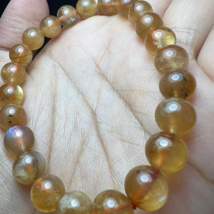 Crysjade Andesine Moonstone — Mystic Glow & Elegant Fire Batu Alam Natural dengan Kilau Schiller dan Warna Warm-Elegant Merah Peach atau Keemasan Tampilan Premium untuk Energi dan Manfaat - Gambar 6