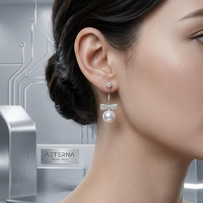 Crysjade Kalung Mutiara Edison Pearl Ribbon Zircon Elegan Lembut Bernuansa Luxury dengan Mutiara Premium 8.8 mm & Aksen Zircon Sparkling - Gambar 5