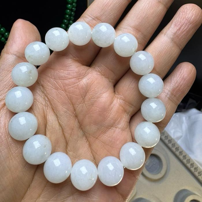 Gelang Giok Burma Type A White Snow Sha Ching & Floating Yellow Collection - Gambar 3