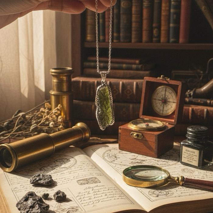 Crysjade Liontin Moldavite – Batu Energi Kosmik Langka dengan Tekstur Natural & Warna Hijau Transparan untuk Kolektor dan Pecinta Batu Langka - Gambar 9
