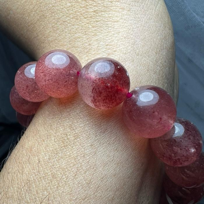 Crysjade Beads Strawberry Quartz 11mm - Batu Cinta & Kebahagiaan Warna Pink Alami Mewah Elegan untuk Gelang atau Koleksi Kristal - Gambar 9