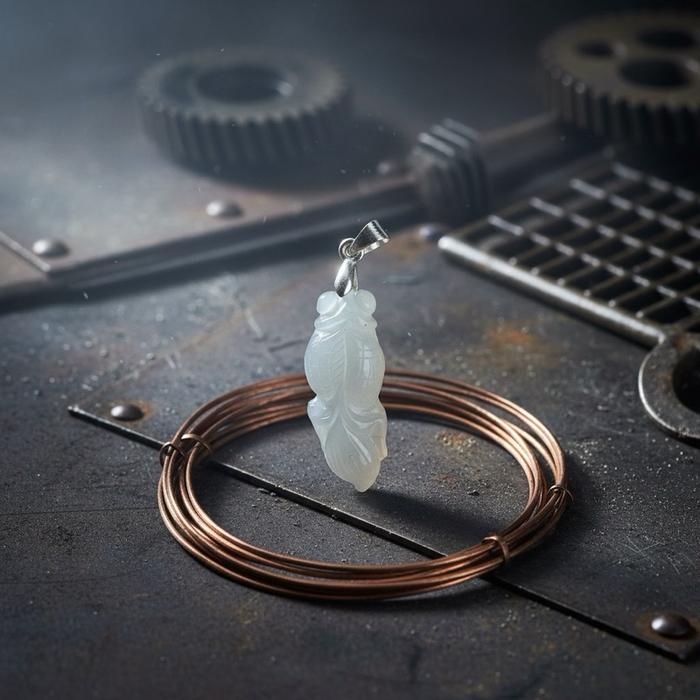 Liontin Giok Burma – Icy Jadeite Carving Ikan - Gambar 5