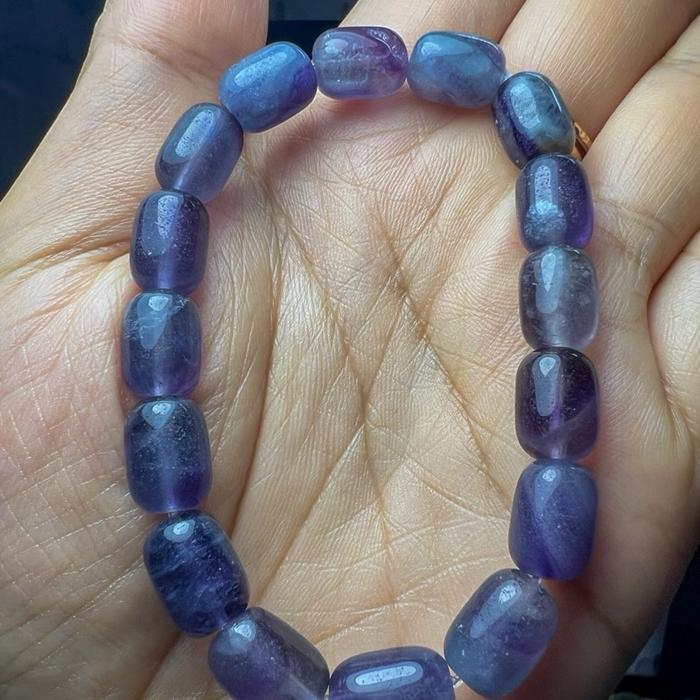 Crysjade Gelang Fluorite Natural Bead Size 8mm Lingkar 16cm Stone of Clarity Elegan & Energis Positif - Gambar 2