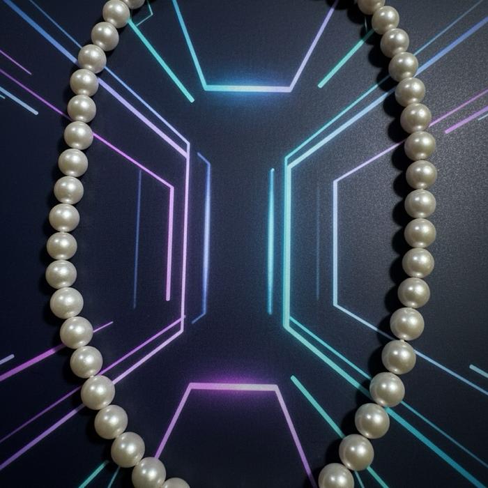 Crysjade Kalung Mutiara Asli Freshwater Hulu Shape Pink Purple Champagne Mix 9.8mm Panjang 40cm Elegan & Unik - Gambar 3