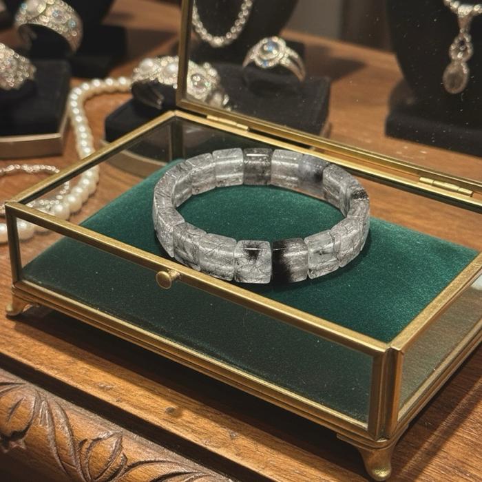 Black Rutile Bangle – Bold Elegant Energy - Gambar 4