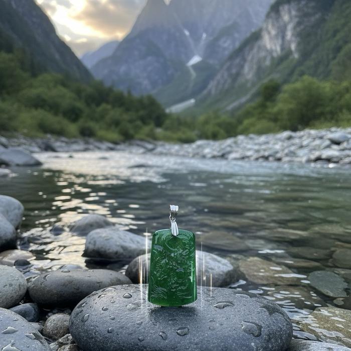 Liontin Imperial Jadeite – Classic Luxury Green Liontin giok dengan warna Imperial yang dikenal sebagai salah satu warna paling bernilai dalam dunia jadeite. - Gambar 4