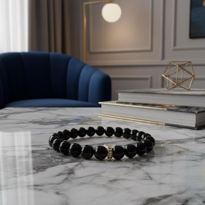 Gelang Black Jade Mo Cui Bead 8.3mm – Wrist 16cm - Gambar 2