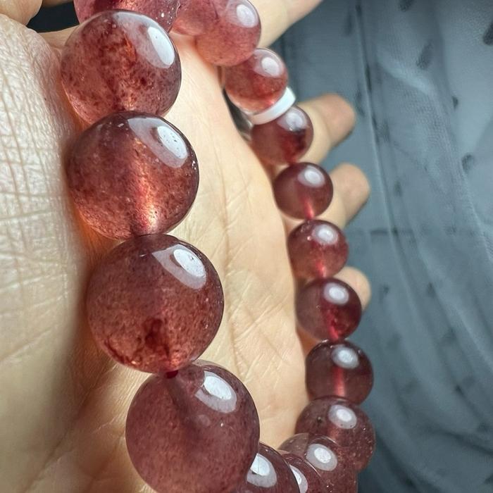 Crysjade Beads Strawberry Quartz 11mm - Batu Cinta & Kebahagiaan Warna Pink Alami Mewah Elegan untuk Gelang atau Koleksi Kristal - Gambar 5