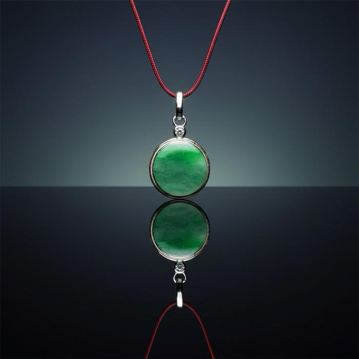Liontin Flat Round Green Apple + Silver 925 – Elegan & Stylish ( 13mm ) - Gambar 3