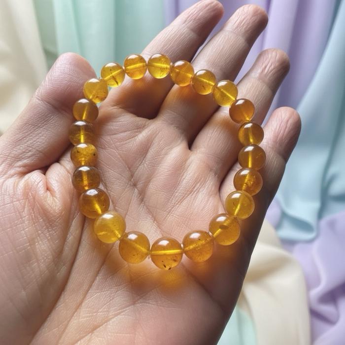 Gelang Amber Burma Natural – Bead 8.6 mm | Wrist 17 cm - Gambar 3