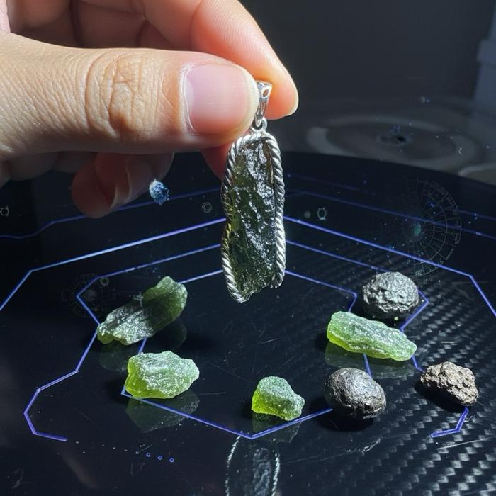 Crysjade Liontin Moldavite – Batu Energi Kosmik Langka dengan Tekstur Natural & Warna Hijau Transparan untuk Kolektor dan Pecinta Batu Langka - Gambar 8