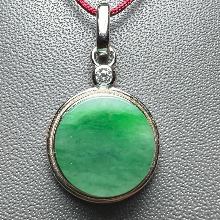 Liontin Flat Round Green Apple + Silver 925 – Elegan & Stylish ( 13mm ) - Gambar 2