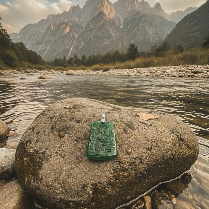 Liontin Imperial Jadeite – Classic Luxury Green Liontin giok dengan warna Imperial yang dikenal sebagai salah satu warna paling bernilai dalam dunia jadeite. - Gambar 3