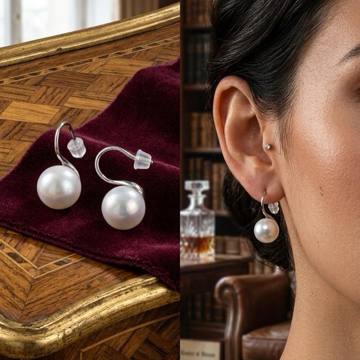 Anting Mutiara Bundar Simple Elegant – Silver 925 Hadir dengan desain minimalis yang clean dan timeless - Gambar 5