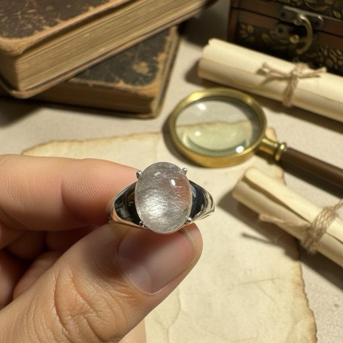 Cincin Brookite Crystal – Adjustable Silver 925 - Gambar 5