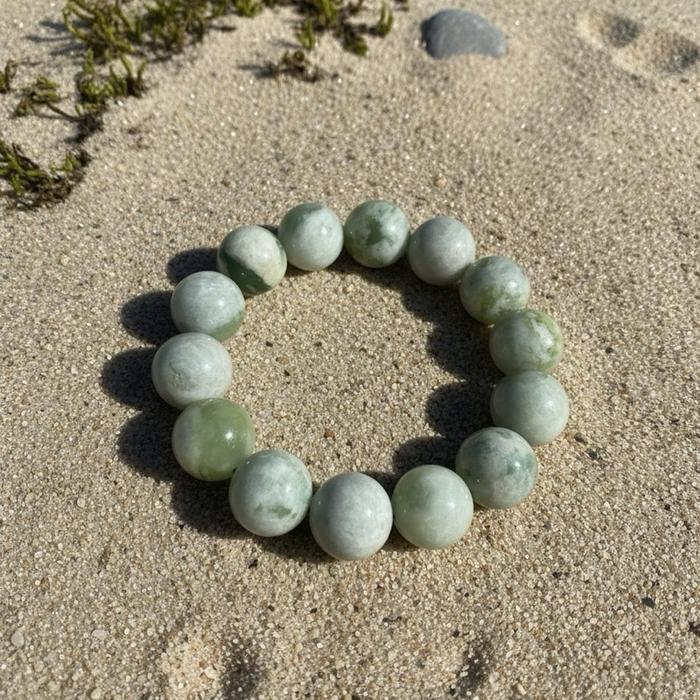 Crysjade Gelang Serpentine Jade Bold Natural Elegance Bead 15,8 mm Warna Hijau Alami Mewah & Standout untuk Daily Wear dan Koleksi Premium - Gambar 3