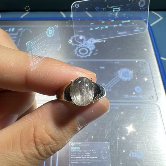 Cincin Brookite Crystal – Adjustable Silver 925 - Gambar 2