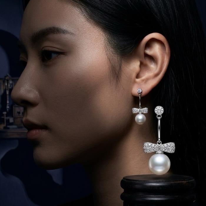 Crysjade Kalung Mutiara Edison Pearl Ribbon Zircon Elegan Lembut Bernuansa Luxury dengan Mutiara Premium 8.8 mm & Aksen Zircon Sparkling - Gambar 7