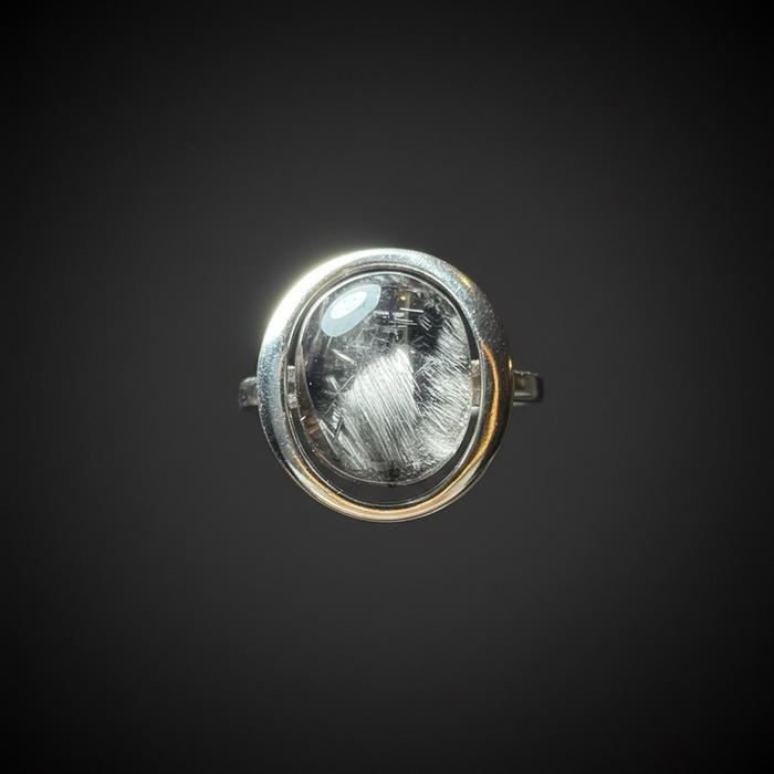 Natural kristal Brookite cincin di ikat silver 925 dan adjustable