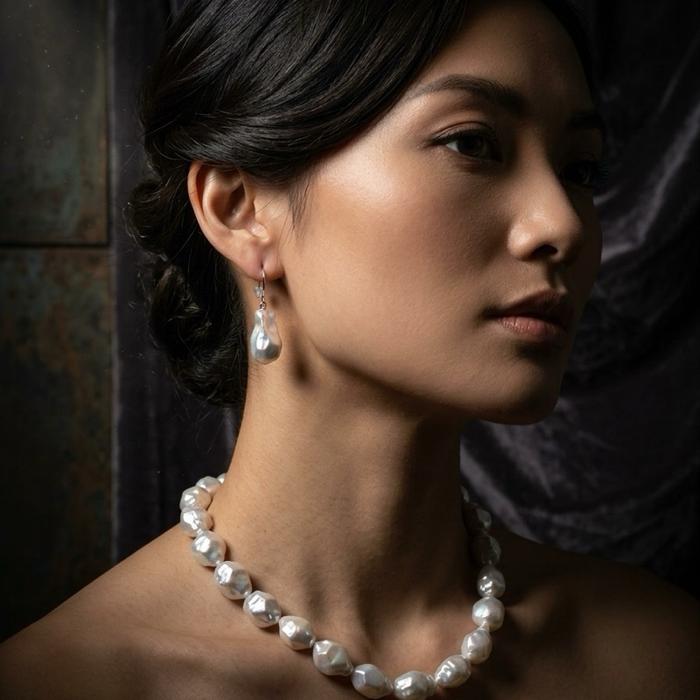 Batch 2 – Set Mutiara Asli Diamond Shape Baroque Premium Collection - Gambar 3