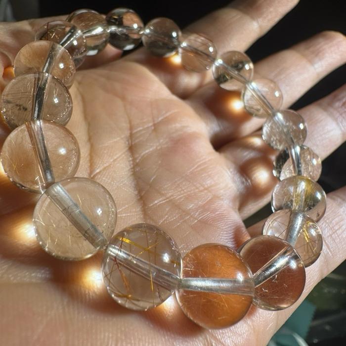 Crysjade Gelang Smoky Colorful Rutile Top Quality Clarity Quartz Kualitas Premium Transparansi Tinggi Serat Rutile Berwarna Unik untuk Koleksi Premium - Gambar 8
