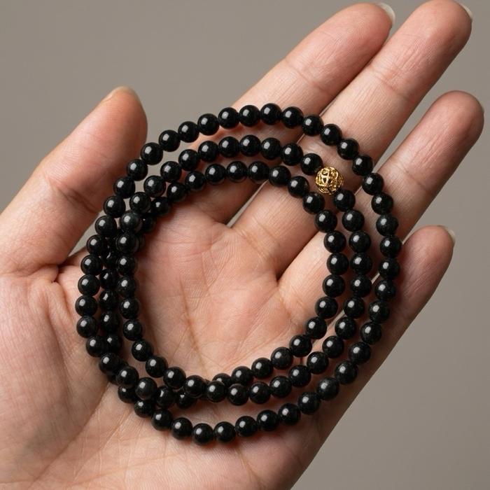 Kalung Black Jadeite ( / Hēi Fěicuì) Natural Bead Necklace - Gambar 2